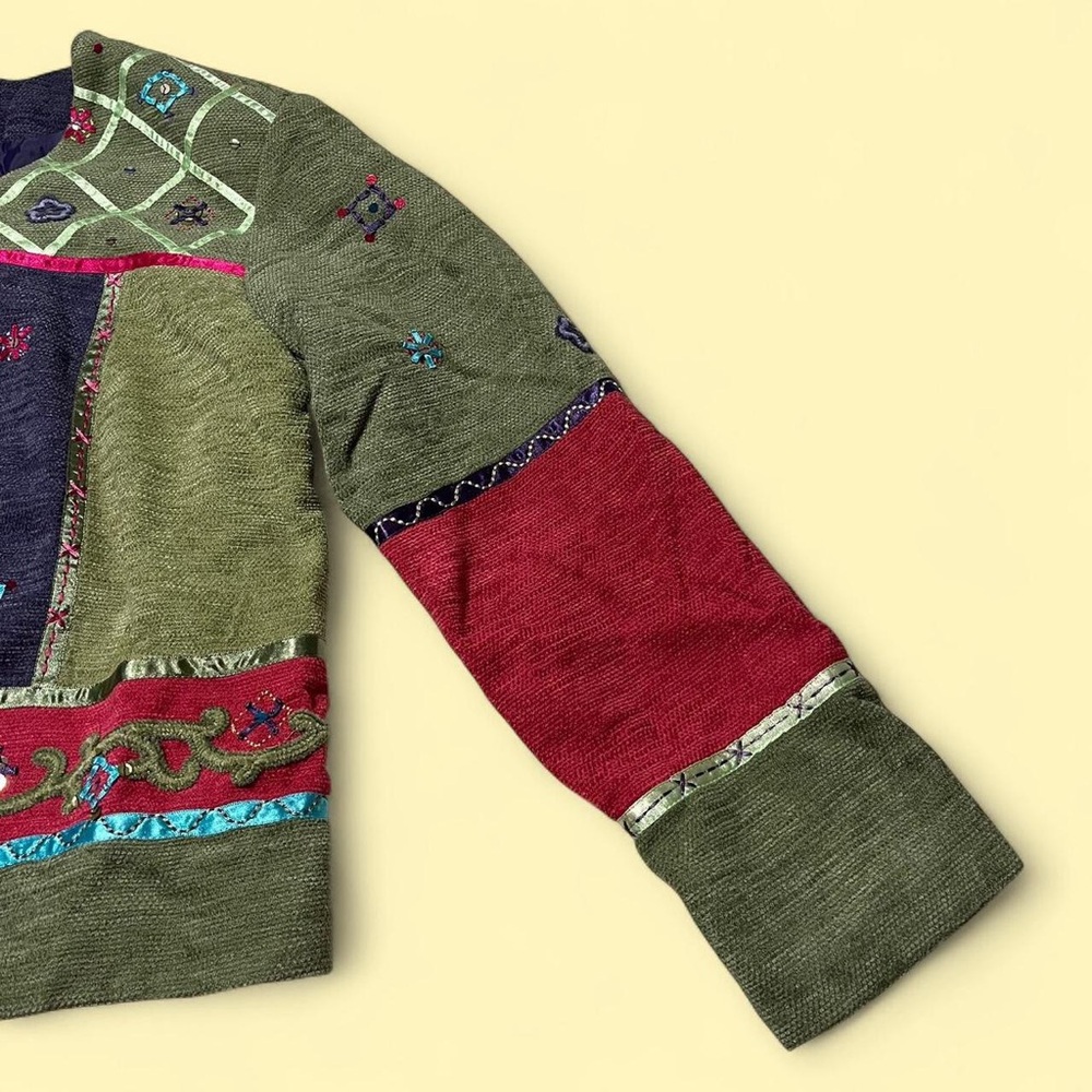 Vintage Patchwork Sequin Tapestry Jacket Size Xl … - image 4